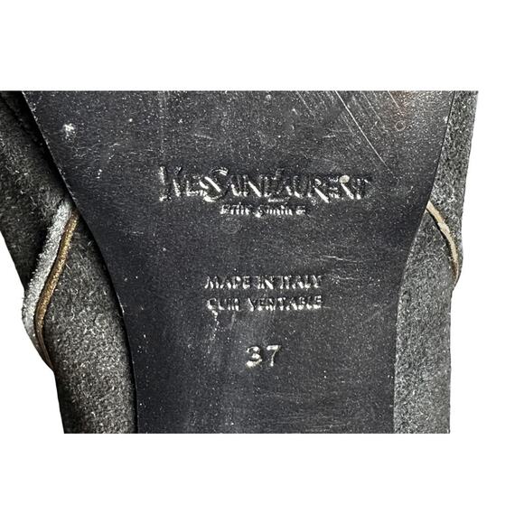 SAINT LAURENT Tribute 105 Black Suede Knee High Tall Platform Heels Boots 37 - Picture 7 of 7